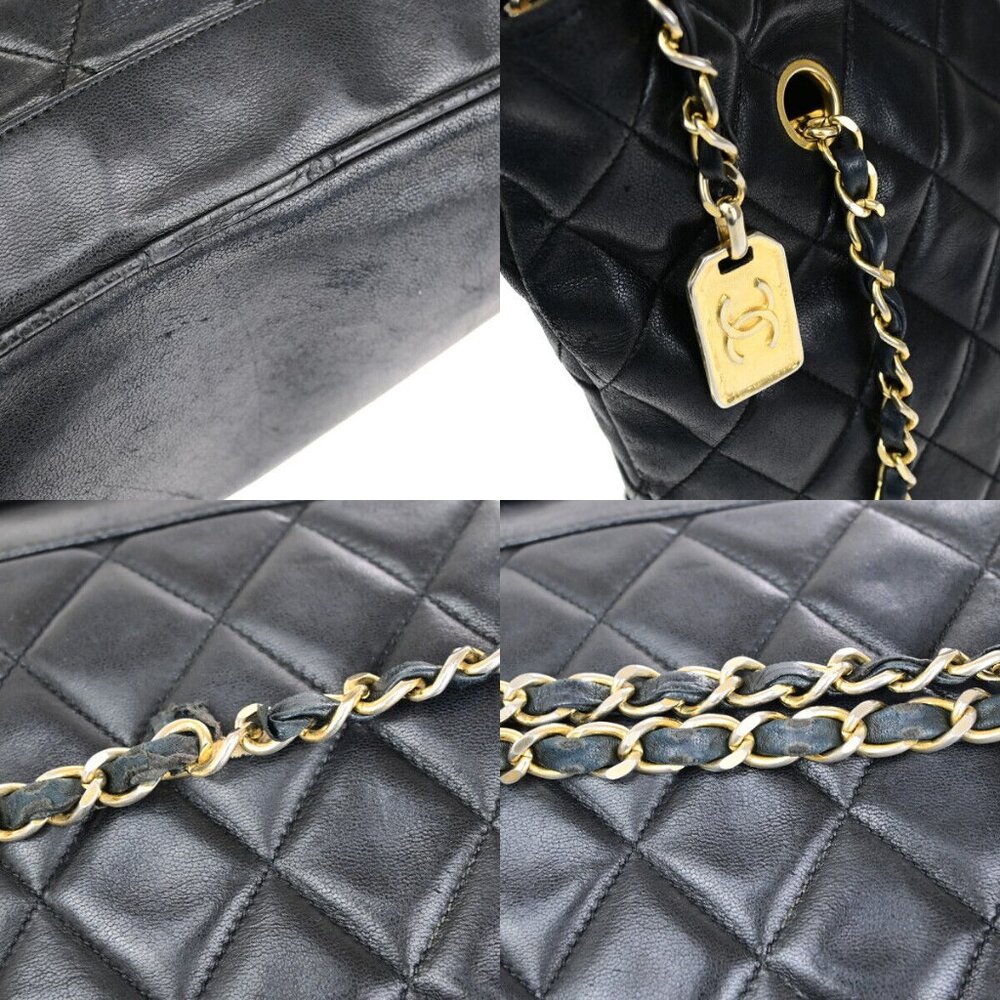 CHANEL CC Logo Matelasse Chain Shoulder Tote Bag Leather Black - Picture 8 of 14